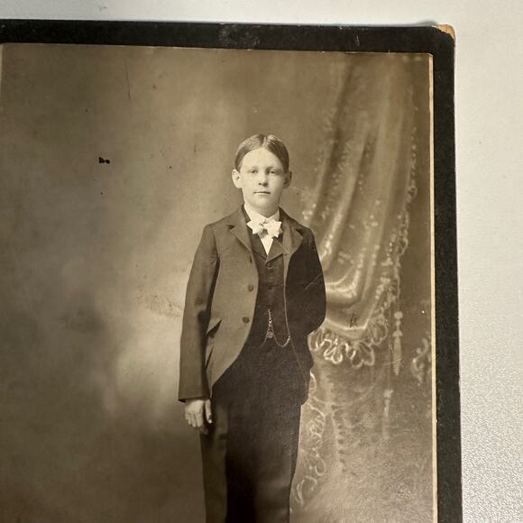 Antique CDV Cabinet Photo Sepia Confirmation 1902 - Picture 2 of 5